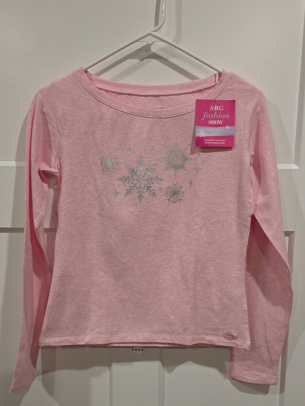 American Girl Pink Long-Sleeve Snowflake Tee